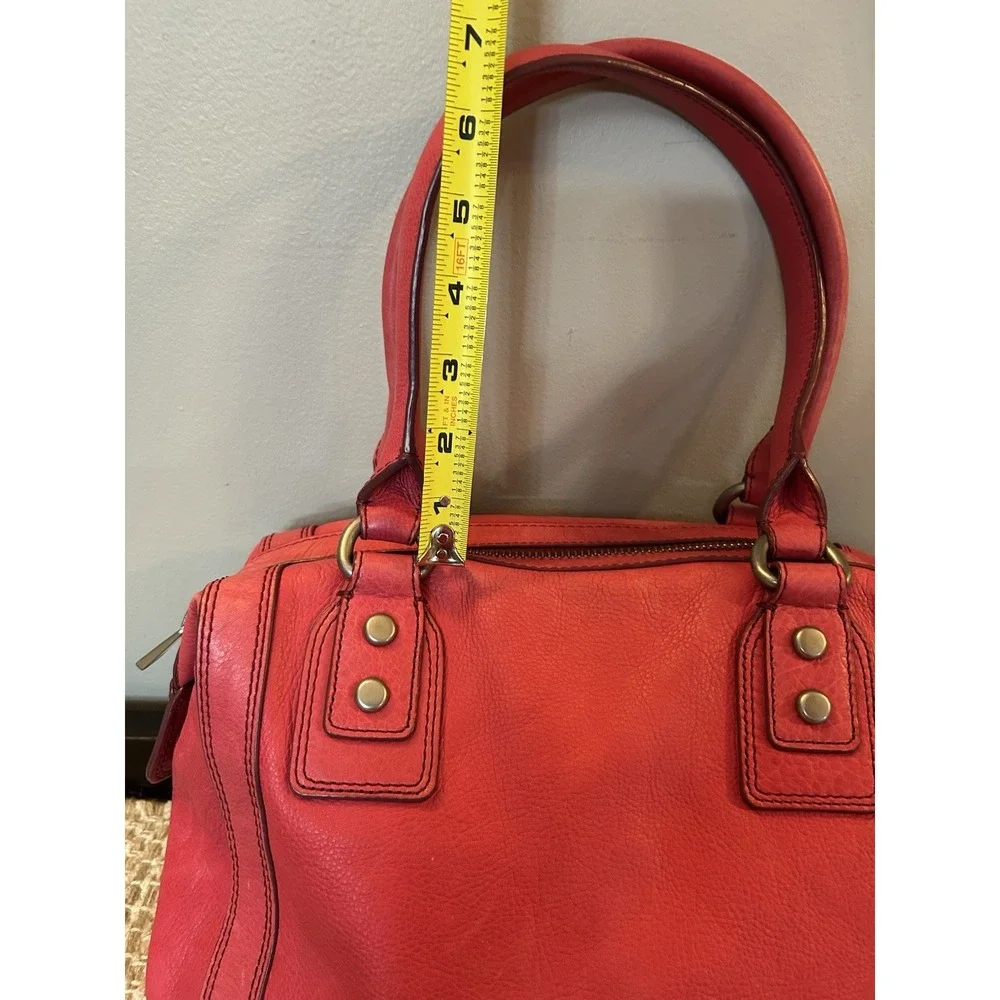 Vtg FOSSIL Long Live Marlow Satchell Handbag Pink Pebble Leather Gunmetal